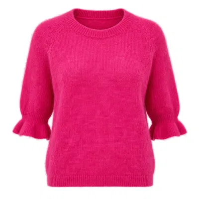 Luella Fashion Women's Inverness Mohair Blend Fluted Tank Top Bright Pink