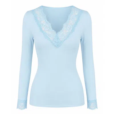 Luella Fashion Women's Lace V-neck Base Layer Pale Blue