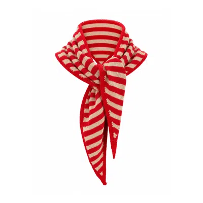 Luella Fashion Women's Neutrals / Red Cashmere Blend Striped Scarf Red & Camel