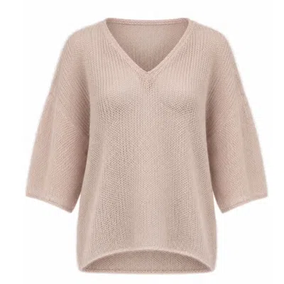 Luella Fashion Women's Neutrals Troon Mohair Blend V-neck Jumper Camel In Beige