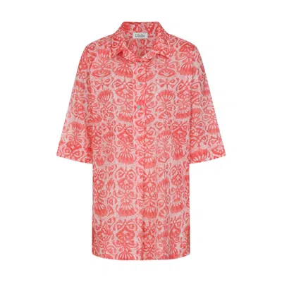 Luella Fashion Women's Orange Maya Cotton Tunic Printed Pattern Coral In Red