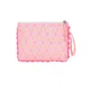 Luella Fashion Women's Pink / Orange Small Fabric Pouch Ric-rac Trim Neon Pink In Pink/orange