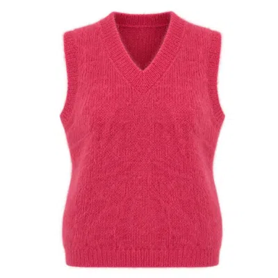 Luella Fashion Women's Pink Perth Mohair Blend V-neck Tank Top Raspberry