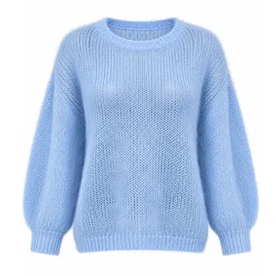 Luella Fashion Women's Plockton Mohair Blend Balloon Sleeve Jumper Baby Blue