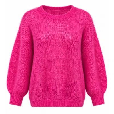 Luella Fashion Women's Plockton Mohair Blend Balloon Sleeve Jumper Bright Pink