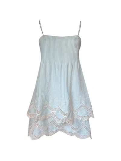 Lug Von Siga Artemis Embroidery-embellished Tiered Mini Dress In Blue