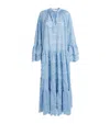 Lug Von Siga Donna Ruffled Cotton-blend Maxi Dress In Blue