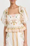 Lug Von Siga Daphne Printed Cotton Top In Natural In White