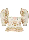 Lug Von Siga Daphne Printed Cotton Top In Natural In Multicoloured