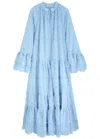 Lug Von Siga Donna Ruffled Cotton-blend Maxi Dress In Blue