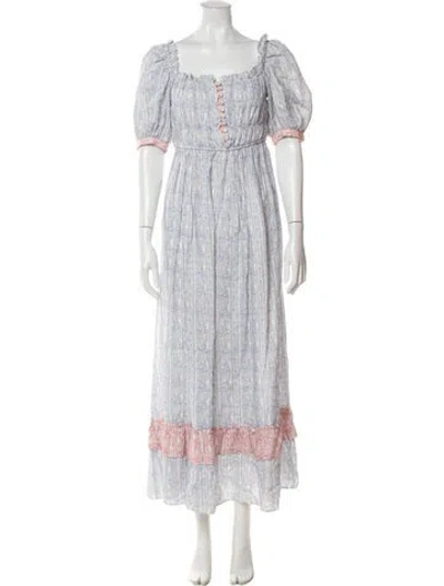 Pre-owned Lug Von Siga Floral Print Long Dress In Blue