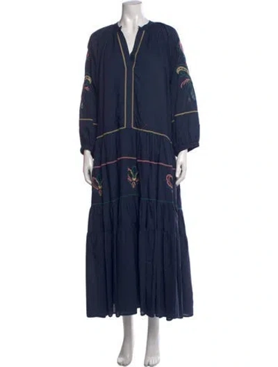 Pre-owned Lug Von Siga Floral Print Long Dress In Blue