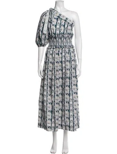 Pre-owned Lug Von Siga Floral Print Long Dress In Blue
