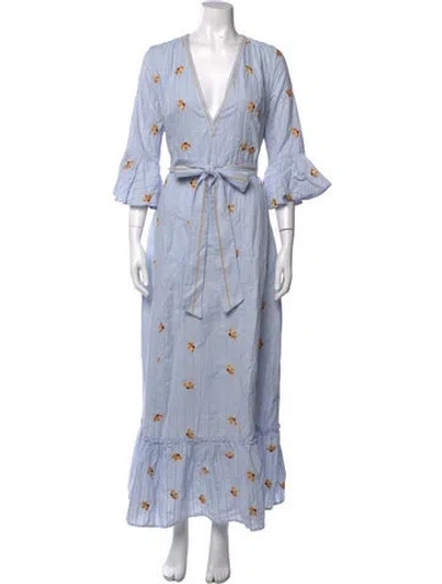 Pre-owned Lug Von Siga Floral Print Long Dress In Blue