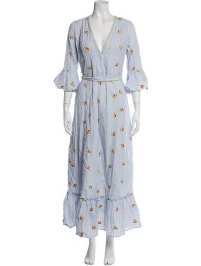 Pre-owned Lug Von Siga Floral Print Long Dress In Blue
