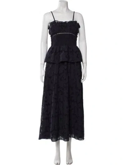 Pre-owned Lug Von Siga Floral Print Long Dress In Blue
