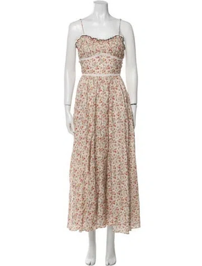 Pre-owned Lug Von Siga Floral Print Long Dress In Neutral