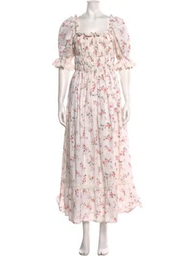 Pre-owned Lug Von Siga Floral Print Long Dress In Neutral