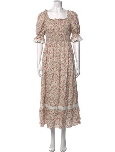 Pre-owned Lug Von Siga Floral Print Long Dress In Neutrals