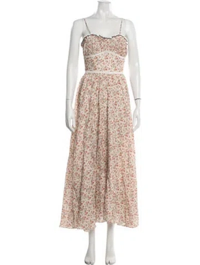 Pre-owned Lug Von Siga Floral Print Long Dress In Neutrals