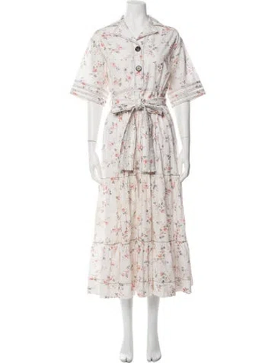 Pre-owned Lug Von Siga Floral Print Long Dress In Neutrals