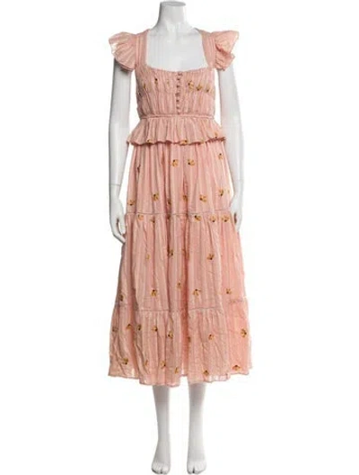 Pre-owned Lug Von Siga Floral Print Long Dress In Pink