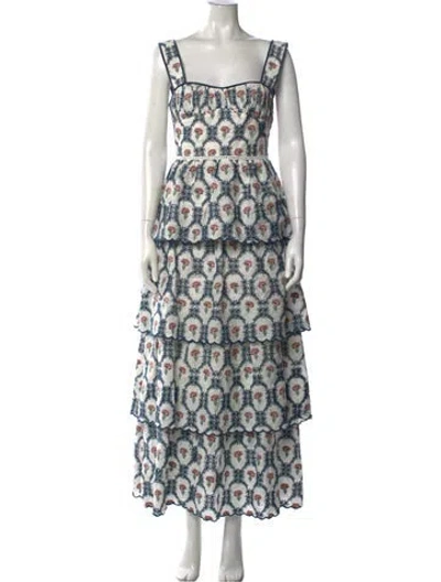 Pre-owned Lug Von Siga Floral Print Long Dress W/ Tags In Blue