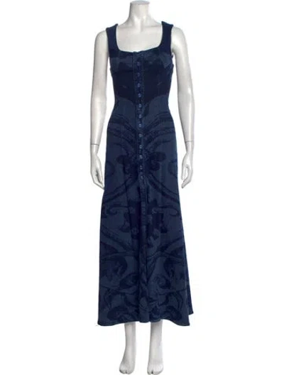 Pre-owned Lug Von Siga Floral Print Long Dress W/ Tags In Blue