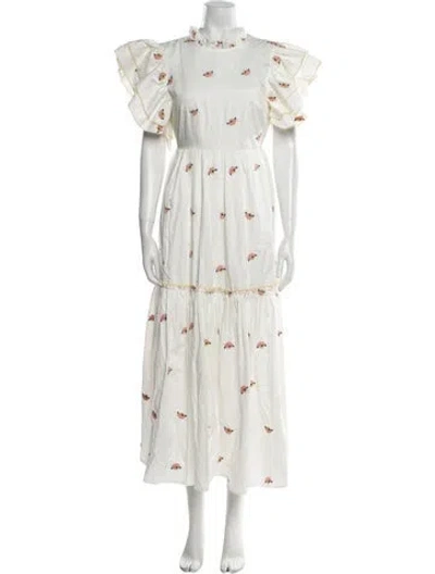 Pre-owned Lug Von Siga Floral Print Long Dress W/ Tags In White