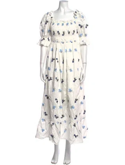 Pre-owned Lug Von Siga Floral Print Long Dress W/ Tags In White