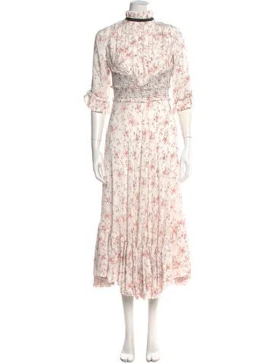 Pre-owned Lug Von Siga Floral Print Long Dress In White