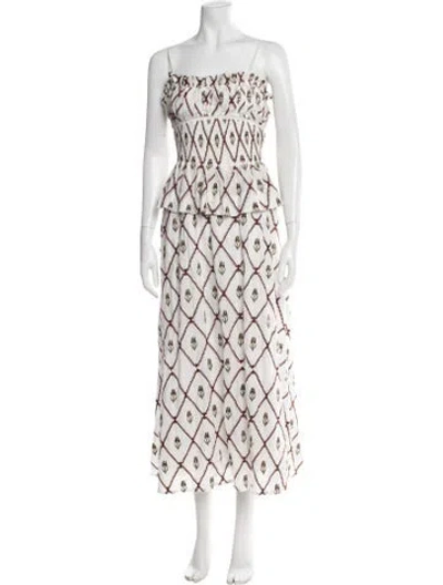 Pre-owned Lug Von Siga Floral Print Long Dress In White
