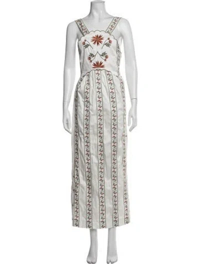 Pre-owned Lug Von Siga Floral Print Long Dress In White