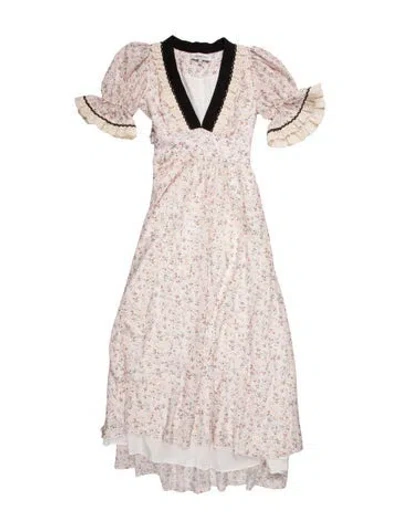 Pre-owned Lug Von Siga Floral Print Long Dress In White