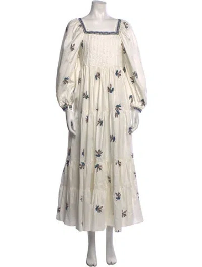 Pre-owned Lug Von Siga Floral Print Long Dress In White