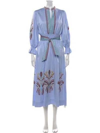 Pre-owned Lug Von Siga Floral Print Midi Length Dress In Blue