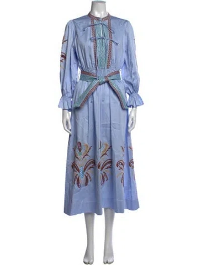 Pre-owned Lug Von Siga Floral Print Midi Length Dress In Blue