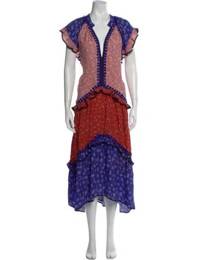 Pre-owned Lug Von Siga Floral Print Midi Length Dress In Pink