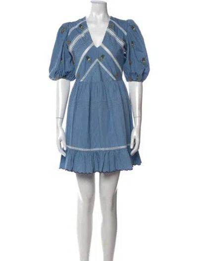 Pre-owned Lug Von Siga Floral Print Mini Dress In Blue