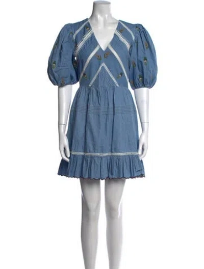 Pre-owned Lug Von Siga Floral Print Mini Dress In Blue