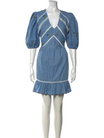 Pre-owned Lug Von Siga Floral Print Mini Dress W/ Tags In Blue