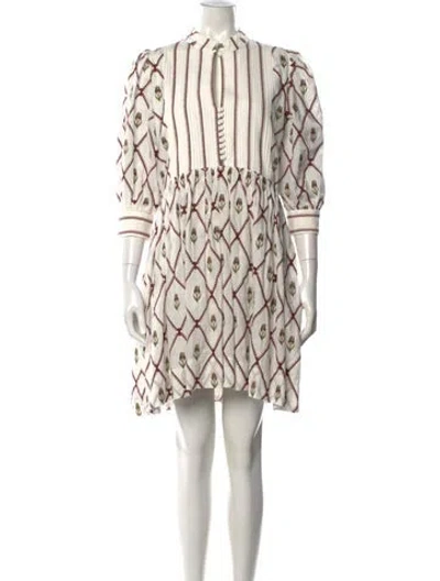 Pre-owned Lug Von Siga Floral Print Mini Dress In White