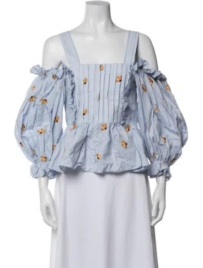 Pre-owned Lug Von Siga Floral Print Off-the-shoulder Blouse In Multi