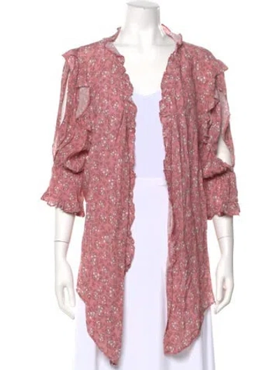 Pre-owned Lug Von Siga Floral Print Open Front Top In Pink