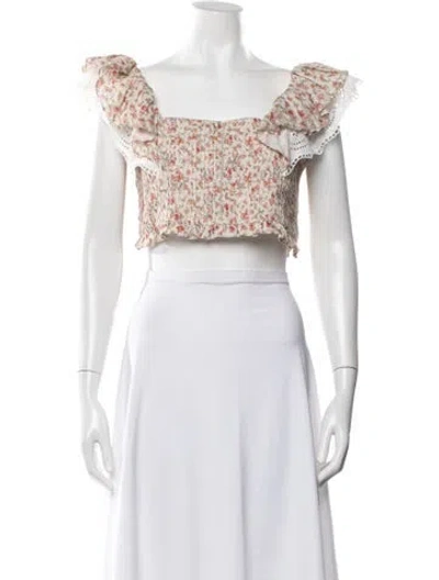 Pre-owned Lug Von Siga Floral Print Square Neckline Crop Top In Multi