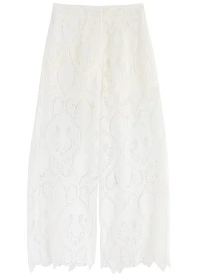 Lug Von Siga Karia Broderie Anglaise Cropped Trousers In Off White