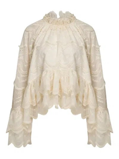 Lug Von Siga Kirke Ruffled Top In Nude