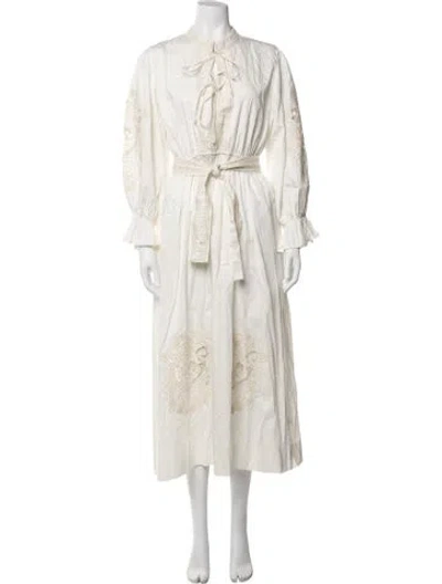 Pre-owned Lug Von Siga Lace Pattern Long Dress In Neutrals