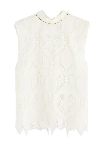 Lug Von Siga Linda Broderie Anglaise Top In Off White