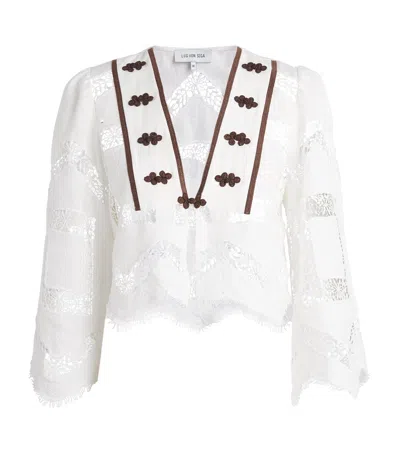 Lug Von Siga Linen Broderie Noora Crop Top In White